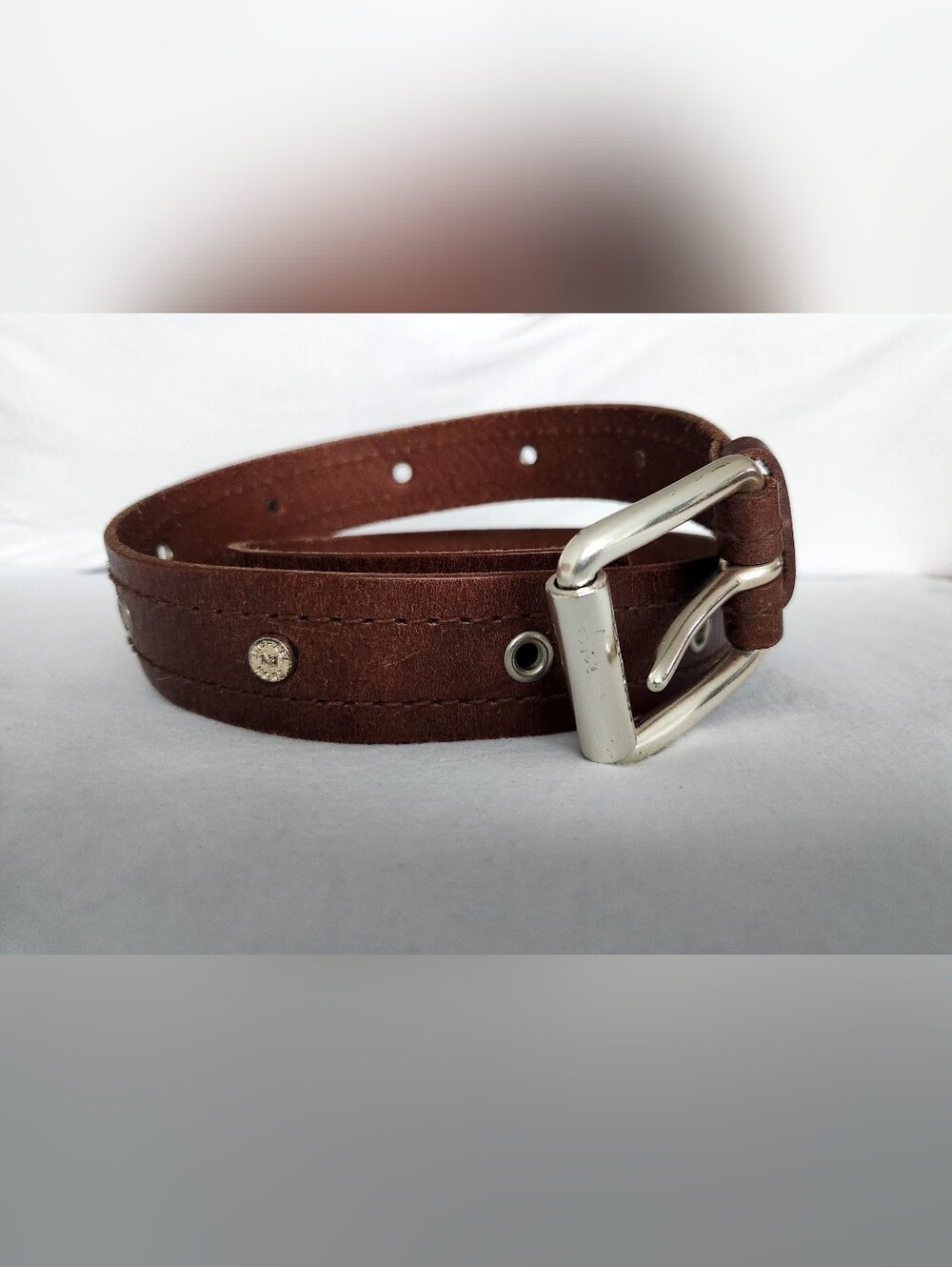 Michael Kors Brown Leather Belt with Silver Buckle